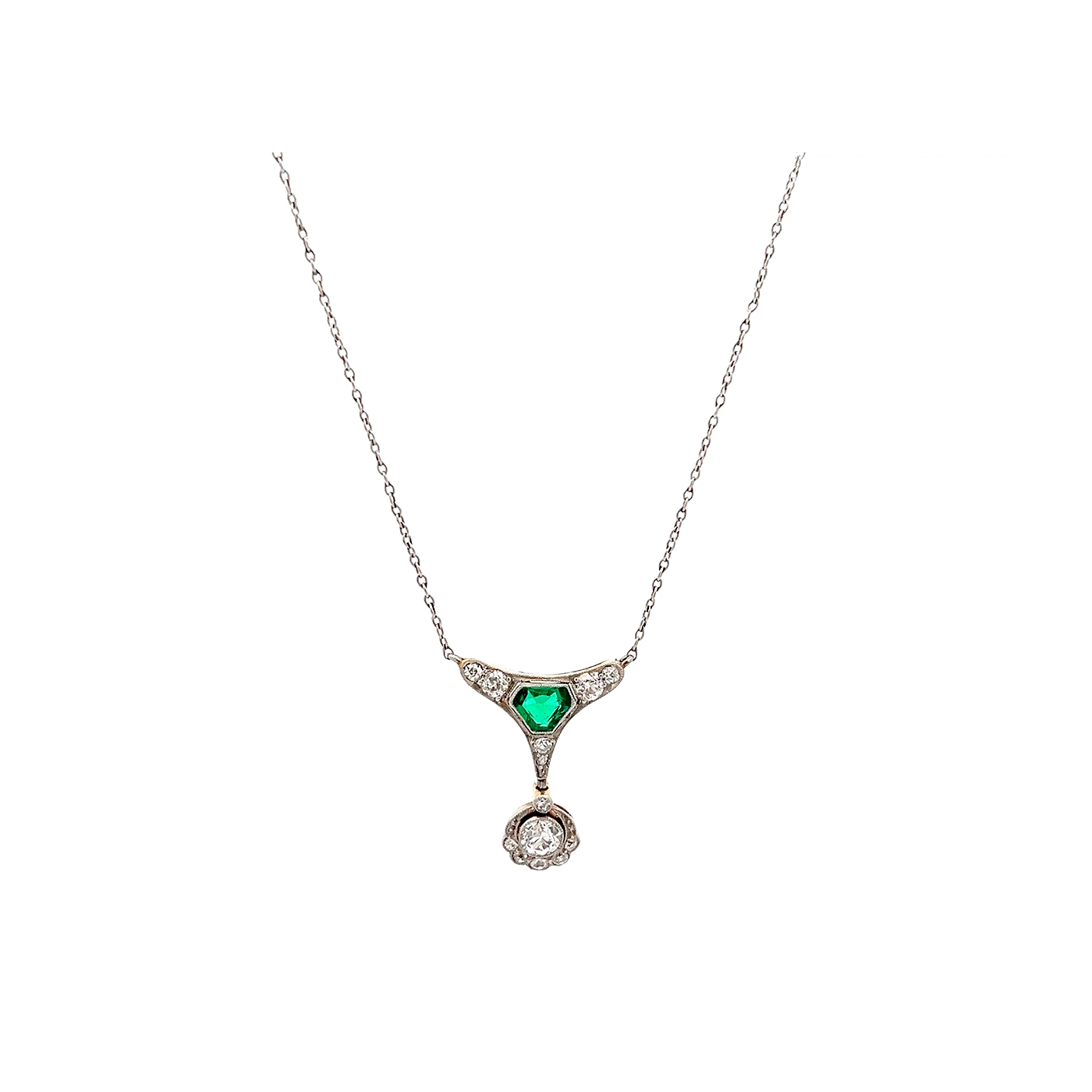 "Art Déco Dream" - Art Déco Collier mit Smaragd und Diamanten