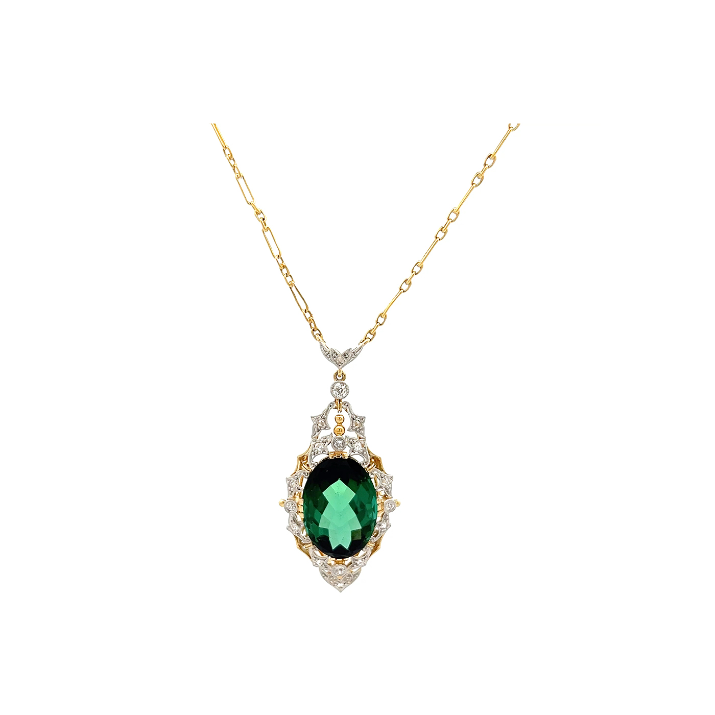 "Farbenpoesie" - 14 Karat Gelbgold Kette mit Turmalin Anhänger