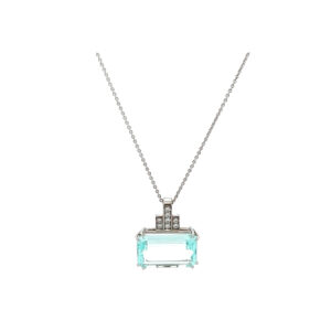"Aqua Dream" - 14 Karat Weißgold Kette mit Platin Aquamarin Anhänger