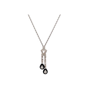 "Black Drops" - Wunderschöne 18 Karat Weißgold Kette mit Pendeln