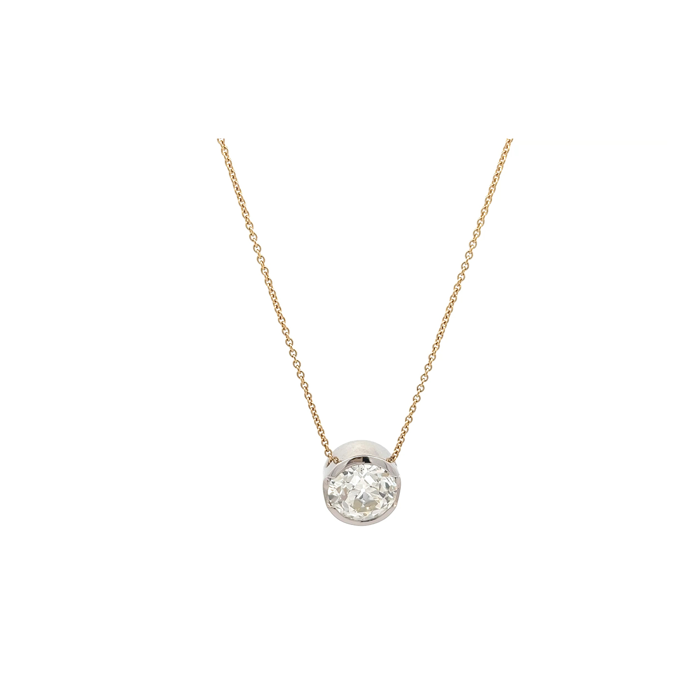 "Zeitlose Majestät" - 14 Karat Gelbgold Kette mit 3.45 ct. Altschliff Diamant