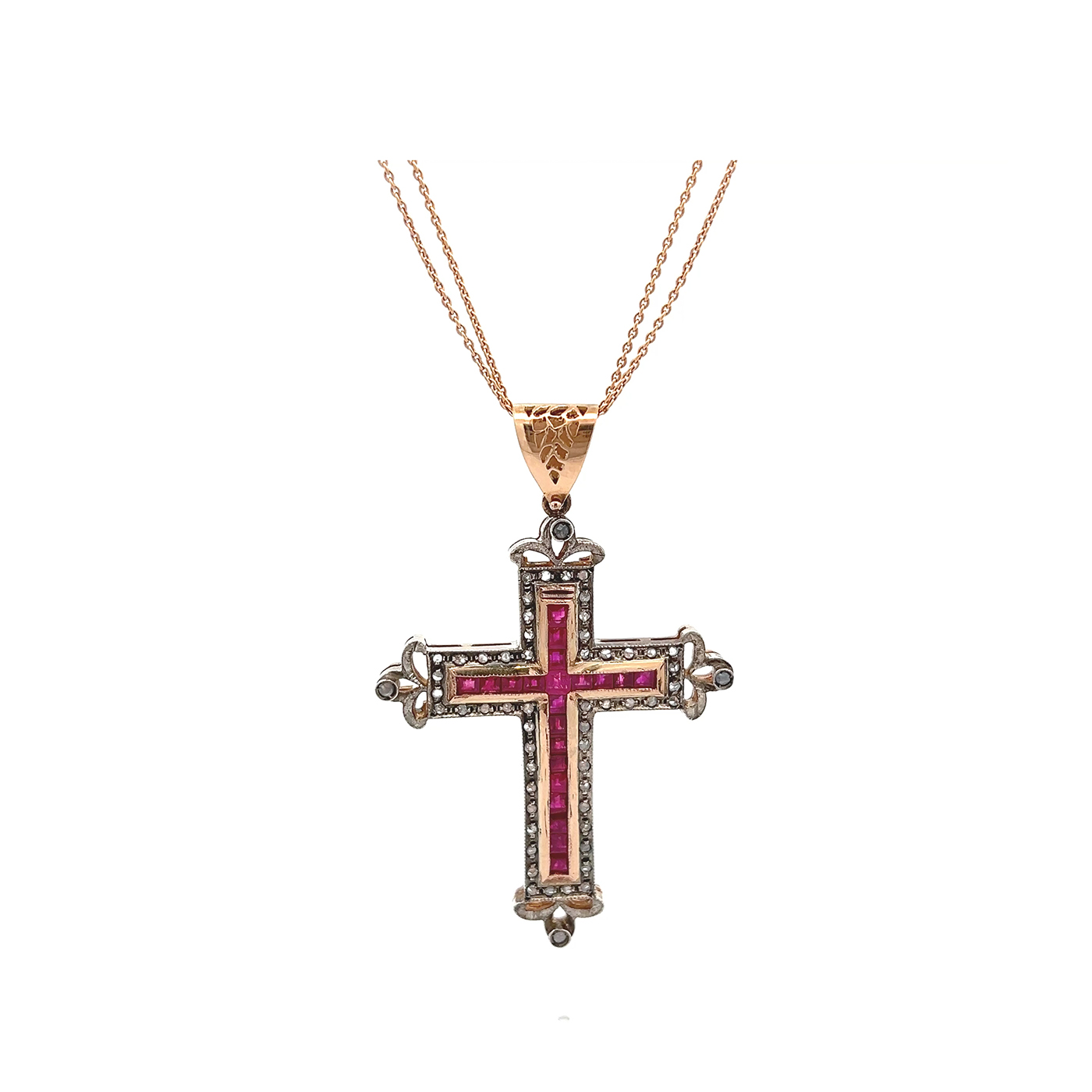 "Herzensglaube" - Antikes Kreuz in 14 Karat Roségold
