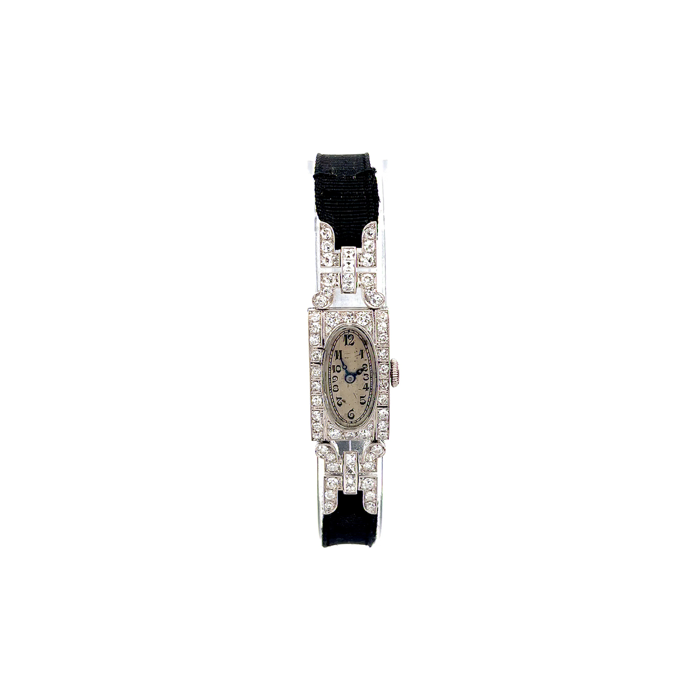"Stilvoller Zeitmesser" - Art Déco Armbanduhr Platin mit Diamanten
