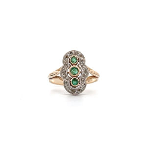 „Green Trilogy“ - Antiker 14 Karat Goldring