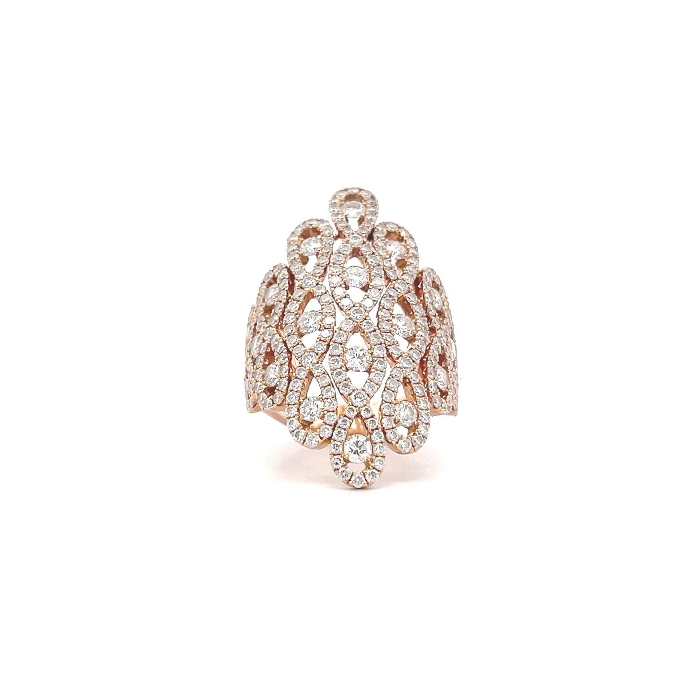 "Elegance in Rosé" - Großer 18 Karat Roségold Diamantring