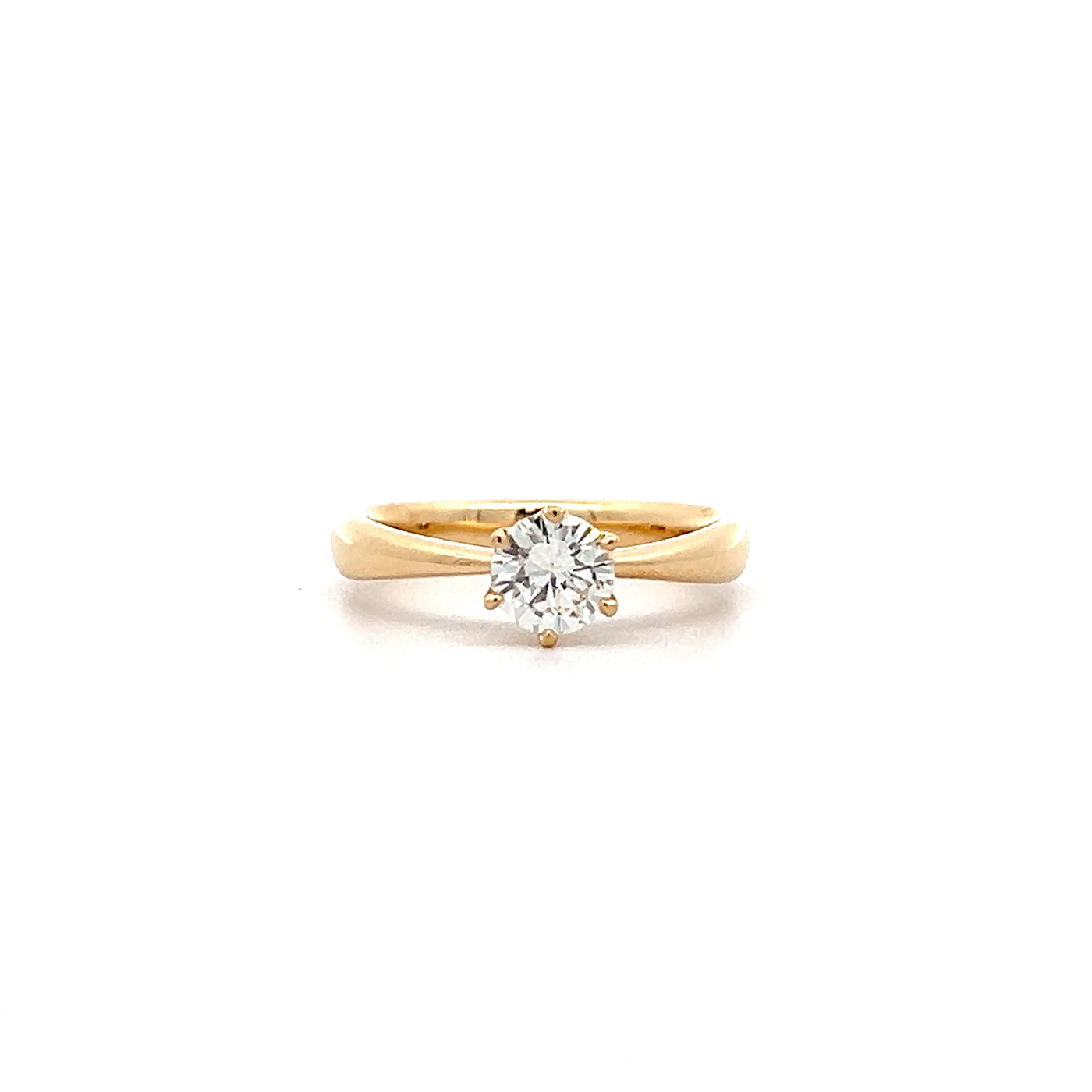 "Funkelnder Begleiter" - Moderner 18 Karat Gelbgold Solitaire Ring 0.52 ct.