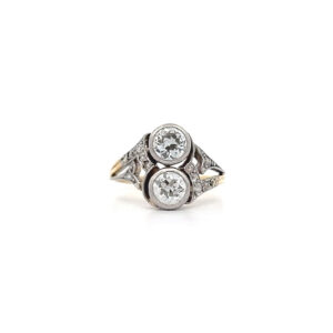 „Duo Éternel“ - Antiker Toi et Moi Ring 18 Karat Gold