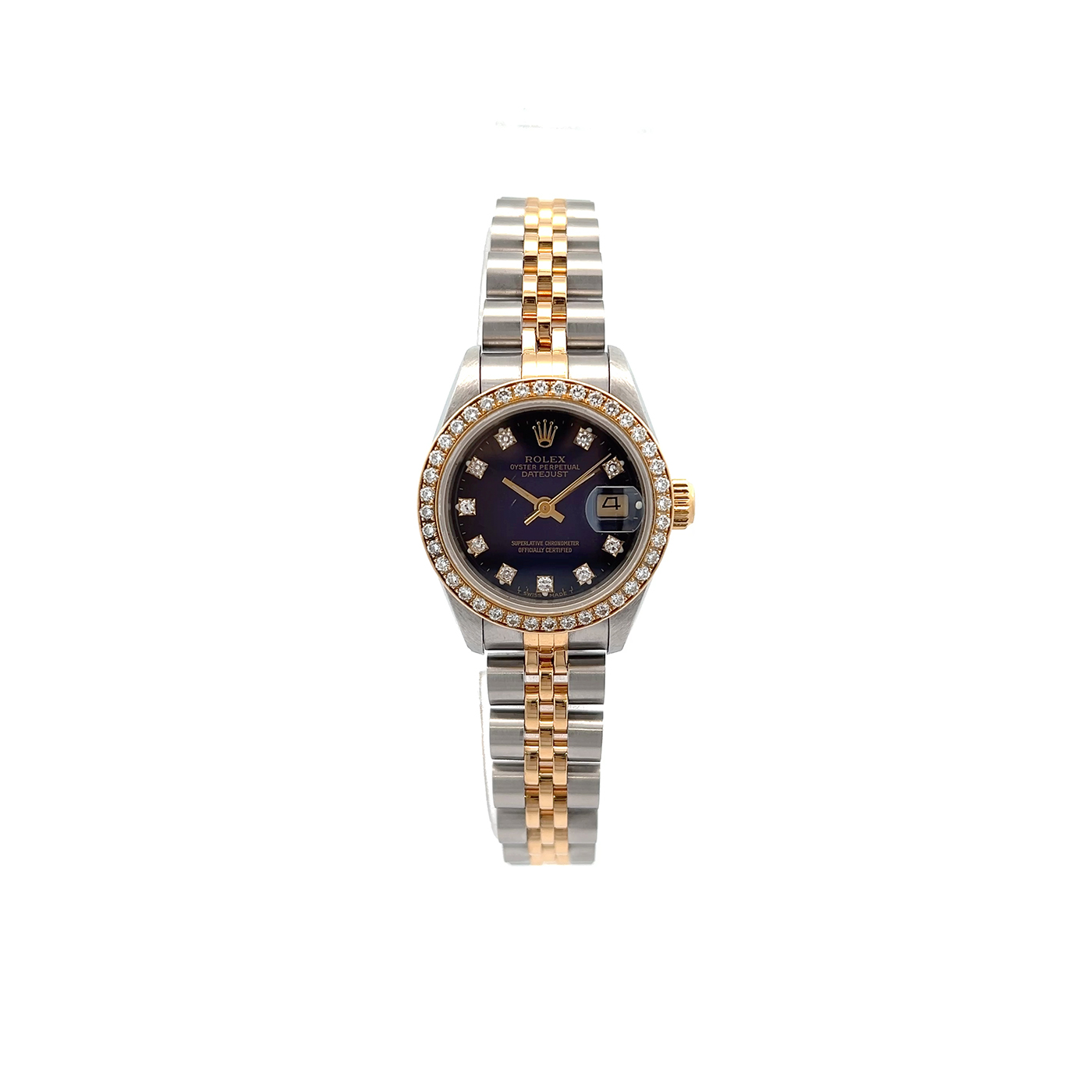 "Rolex Lady Datejust" - Vintage Armbanduhr Stahl Gold mit Brillanten im Full Set