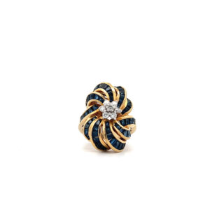 "Midnight Bloom" - 18 Karat Gelbgold Vintage Blüten Ring