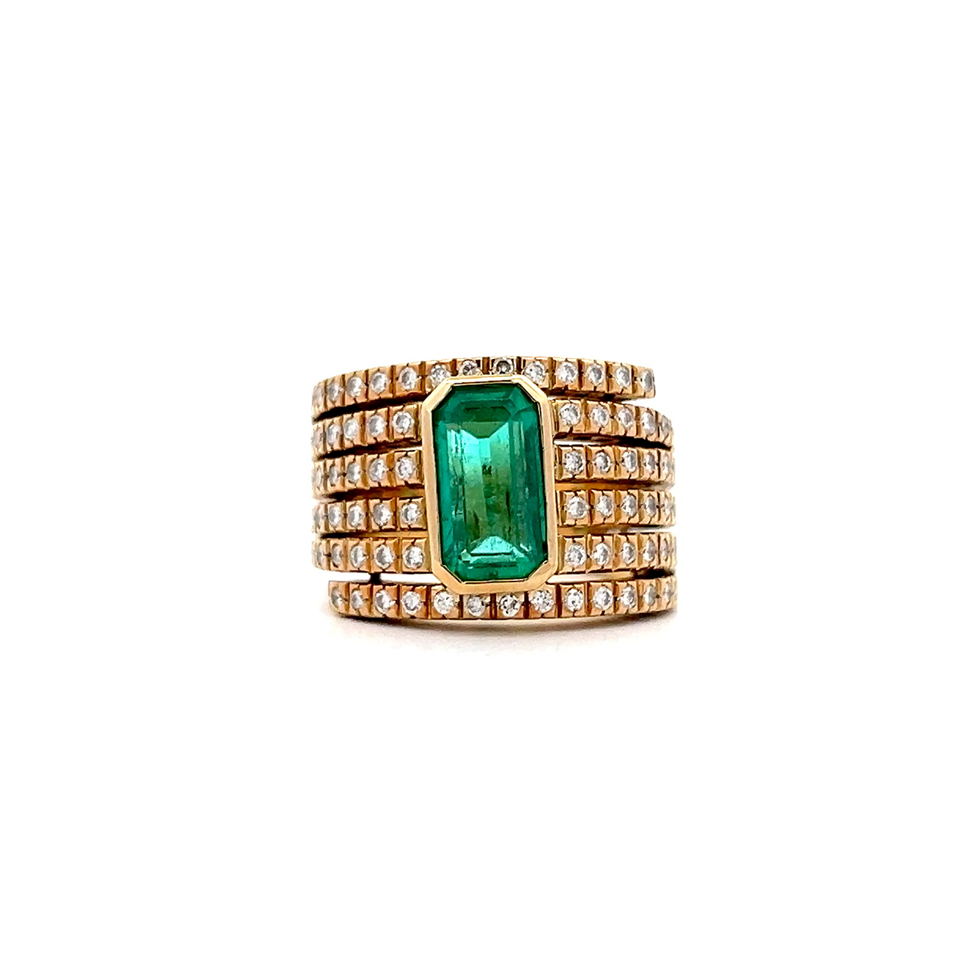 "Emerald Glow" - 14 Karat Gelbgold Vintage Ring