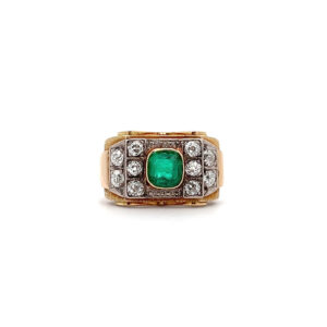 "Grüne Eleganz" - Antiker Smaragd Ring in 14 Karat Gelbgold