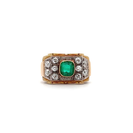 "Grüne Eleganz" - Antiker Smaragd Ring in 14 Karat Gelbgold