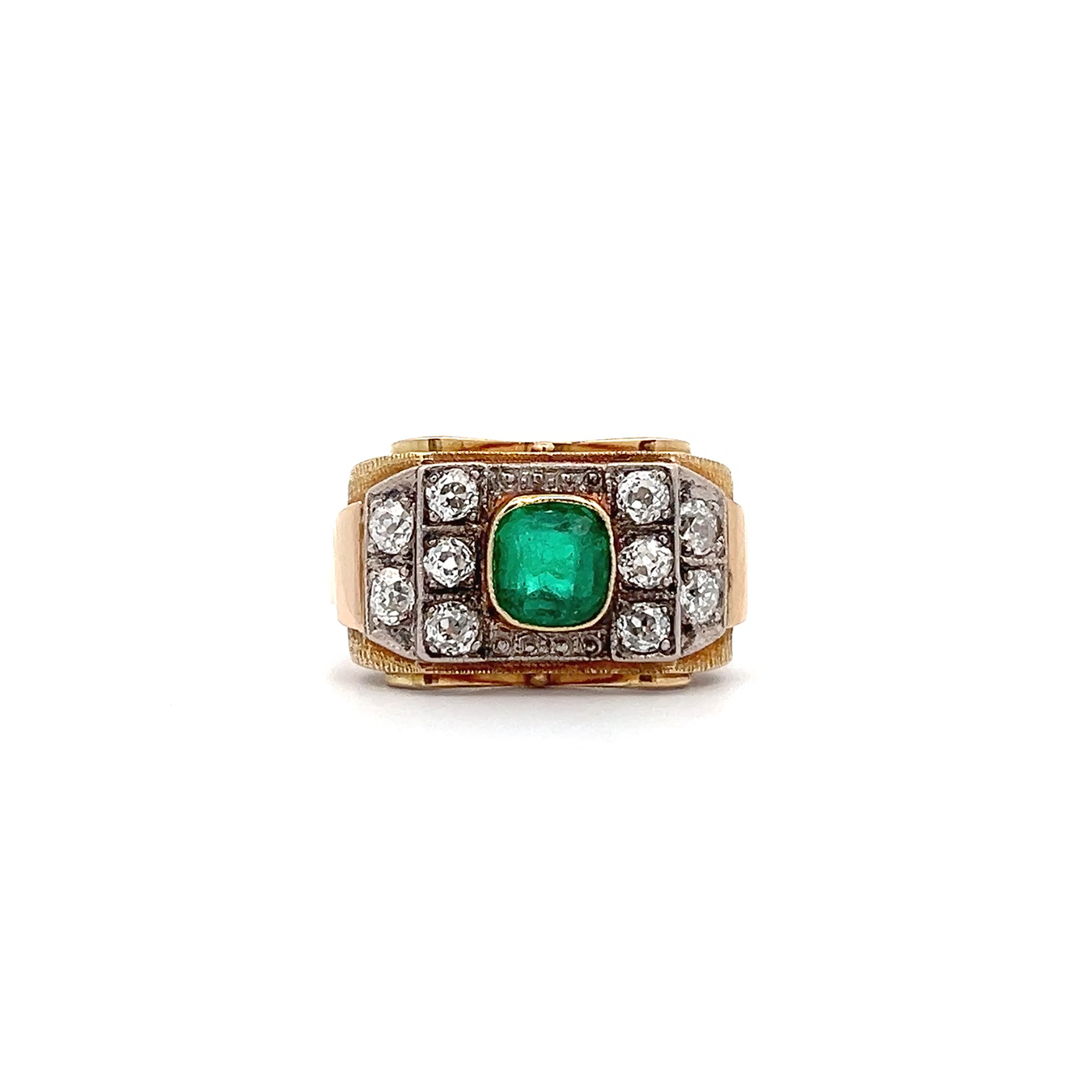 "Grüne Eleganz" - Antiker Smaragd Ring in 14 Karat Gelbgold