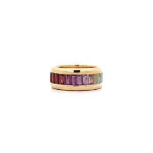 „Buntes Band“ - Vintage Farbstein Ring in 18 Karat Gelbgold