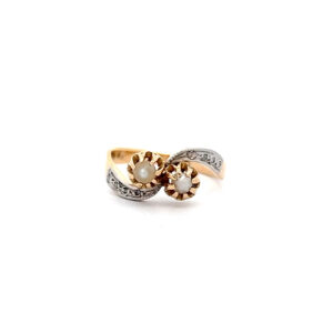 "Du & Ich in Gold" - Filigraner Jugendstil Ring 18 Karat Gold