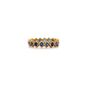 "Blaues Band" - 18 Karat Gelbgold Memory Ring mit Saphiren