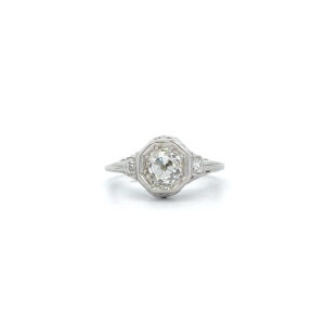 "Deco Elegance" - Antiker 18 Karat Weißgold Ring