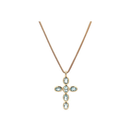 "Ocean Whisper" - Kette in 14 Karat Gelbgold mit Blautopas