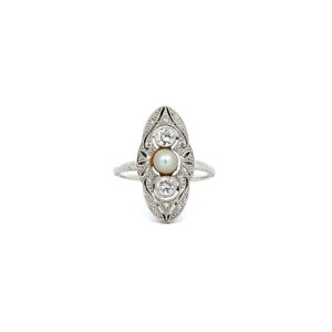 "Schiffchen in Weiß" - Art Deco Ring Platin