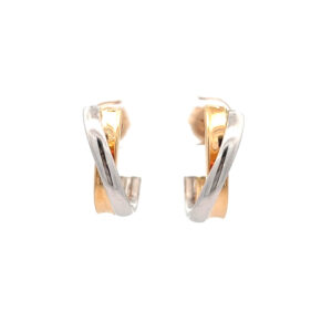 "Bicolor X" - Halbcreolen 14 Karat Gold