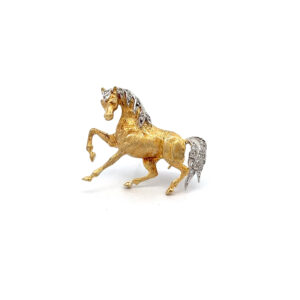 "Cheval d´Or - 14 Karat Gelbgold Brosche mit Diamanten