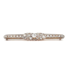 "Éclat Élancé" - 14 Karat Gelbgold Brosche mit Diamanten im Altschliff aus der Zeit des Art Deco