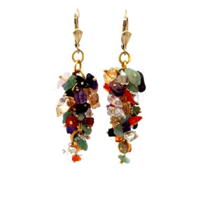 "Colors of the Gemstones" - farbenfrohe Vintage Ohrhänger in 8 Karat Gelbgold