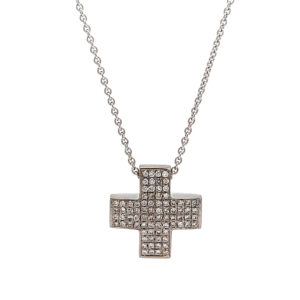 "Diamantsegen" - 18 Karat Weißgold Kreut mit Diamanten