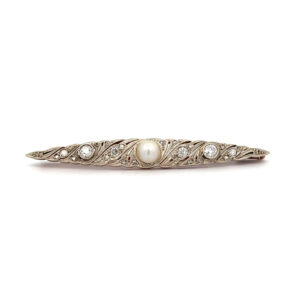 "Dream Line" - Art Deco Stabbrosche 14 Karat Gold platiniert