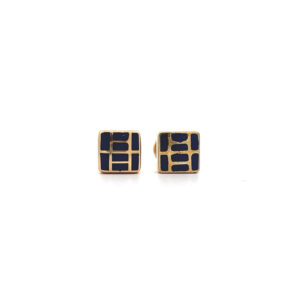 "Tetris" - Filigrane 18 Karat Gelbgold Ohrstecker mit Emaille