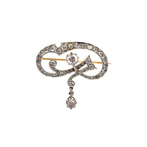 "Étoile Pendante" - 14 Karat Brosche mit Diamanten aus der Zeit des Jugendstils
