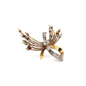"Vintage Loop" - Brosche 14 Karat Gelbgold/Weißgold mit Diamanten