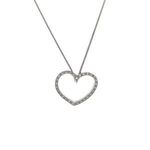 "Funkelnde Liebe" - Moderne Herz Kette in 18 Karat Weißgold