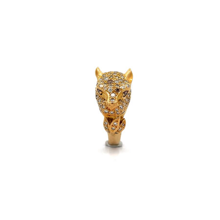 "Hüterin des Goldes" - Vintage Ring im Panta Motiv in 18 Karat Gelbgold