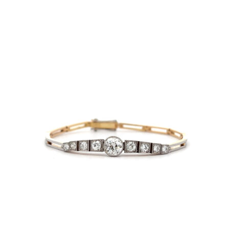 "Art Déco Dream" - Antikes Armband 14 Karat Gelbgold platiniert mit Diamanten