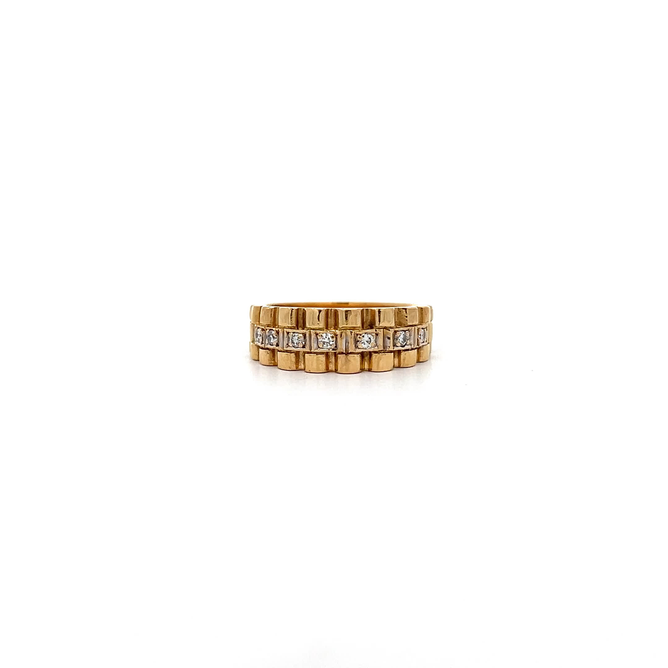„Brillantes Band“ – Vintage Bicolor Ring in 18 Karat Gold