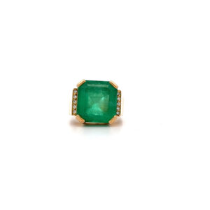 "Green & Gold" - Imposanter Vintage Smaragdring 18 Karat Gelbgold