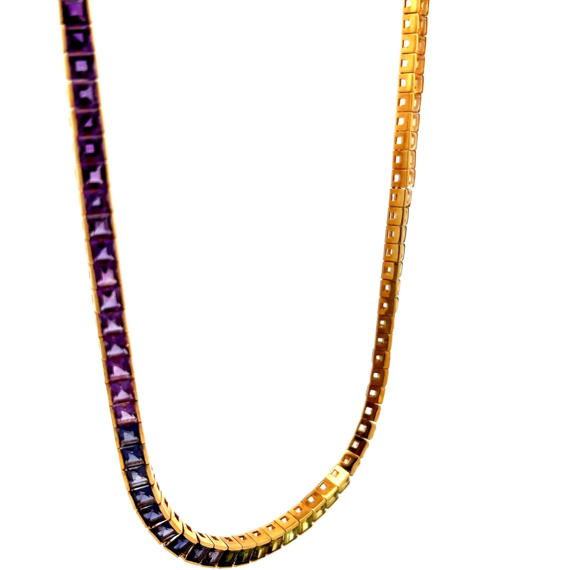 "Rainbow Colors" - Wunderschönes Vintage Collier in 18 Karat Gelbgold - Juwelier Steiger