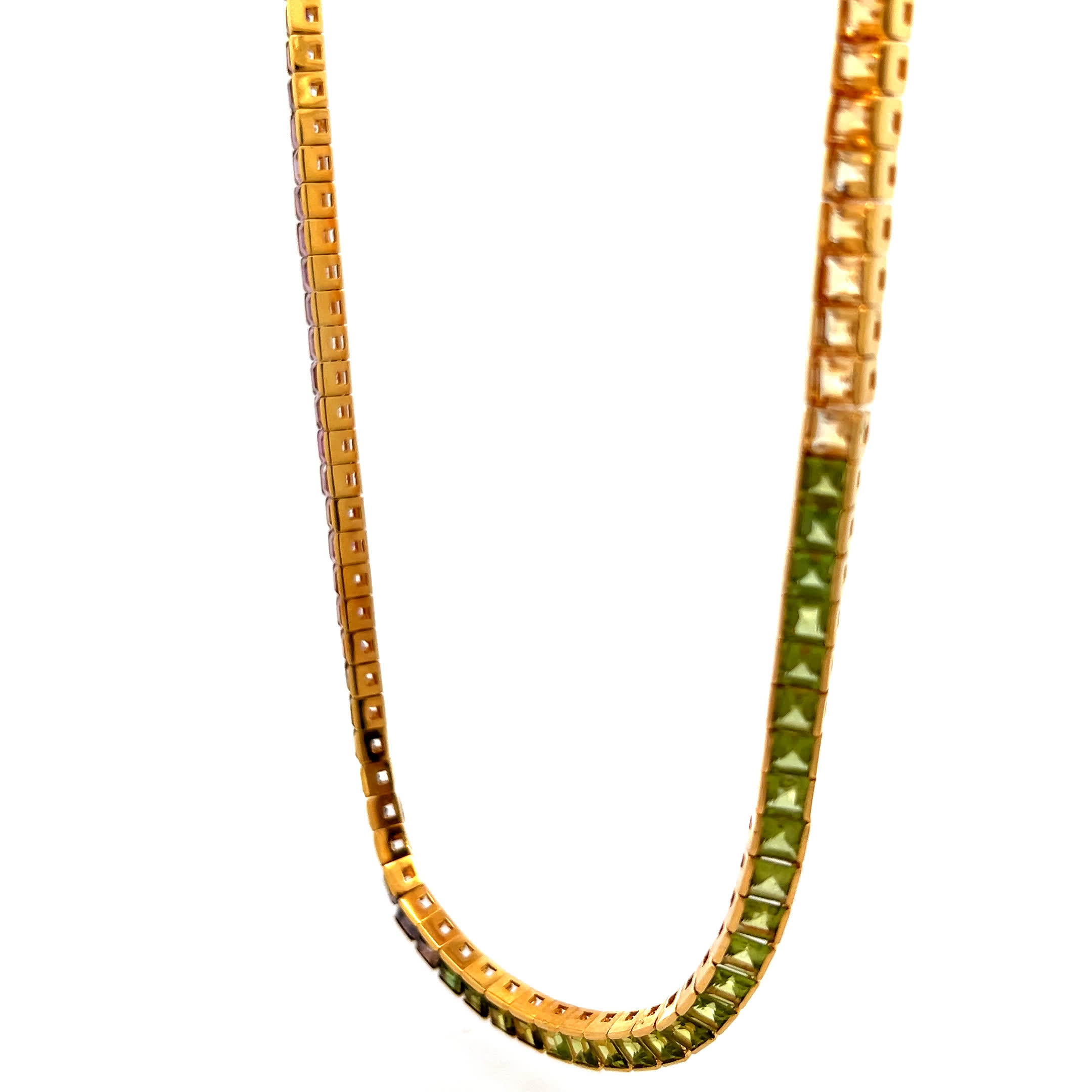 "Rainbow Colors" - Wunderschönes Vintage Collier in 18 Karat Gelbgold - Juwelier Steiger