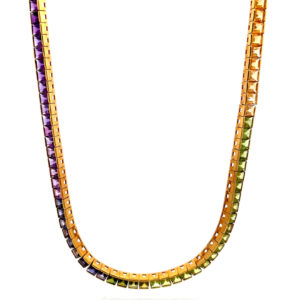 "Rainbow Colors" - Wunderschönes Vintage Collier in 18 Karat Gelbgold