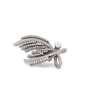 "Strahlkraft" - Funkelnde vintage Brosche in 18 Karat Weißgold