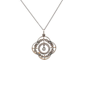 "Verspielter Jugendstil" - Antike Kette in Platin & 585er Gold aus der Zeit des Jugendstils