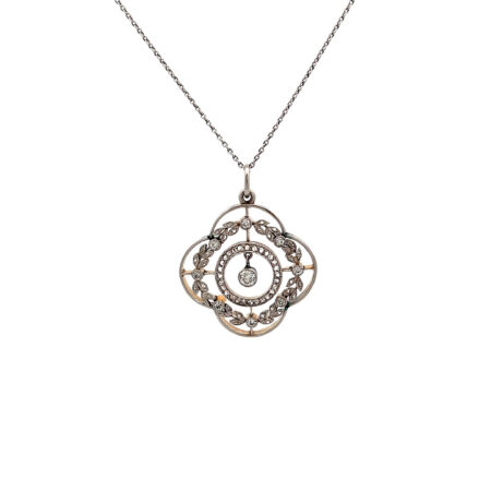 "Verspielter Jugendstil" - Antike Kette in Platin & 585er Gold aus der Zeit des Jugendstils