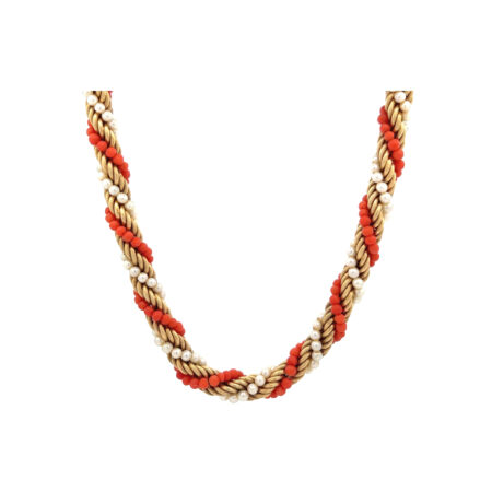 "Goldene Koralle" - Vintage Kette in 14kt Gelbgold mit Koralle