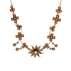 "Sonnenperle am Fluss" - Antikes Collier mit Flussperlchen