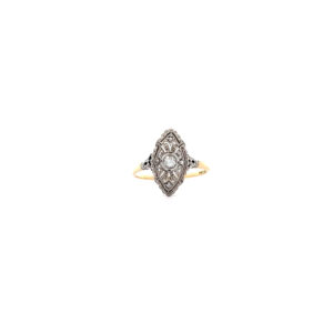"Antikes Schiffchen" - Antiker Ring aus 14kt Gelbgold mit Diamant
