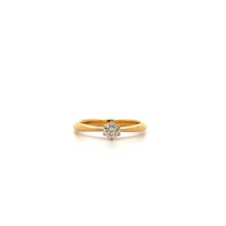 "Champagne Solitaire" - Moderner Ring in 18kt Gelbgold mit Brillant 0,26ct