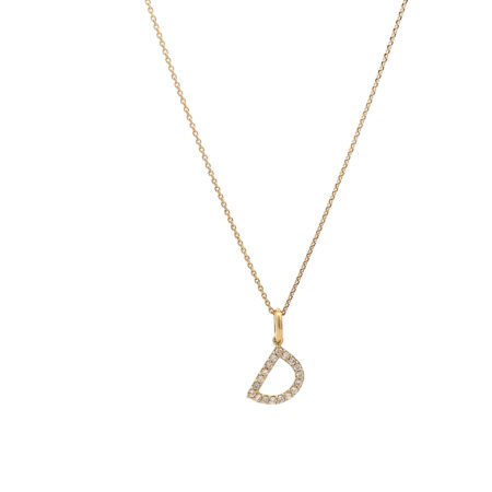 "D" - Modernes Buchstaben Collier 18 Karat Gelbgold