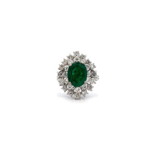 "Emerald Elegance" - Vintage Ring mit einem Smaragd in 18 Karat Weißgold