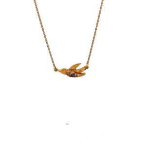 "Flying Bird" - Vintage Kette aus 14kt Gelbgold mit Diamanten und Vogelmotiv